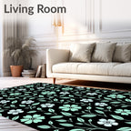 Floral Vine Pattern With Black Background Rug