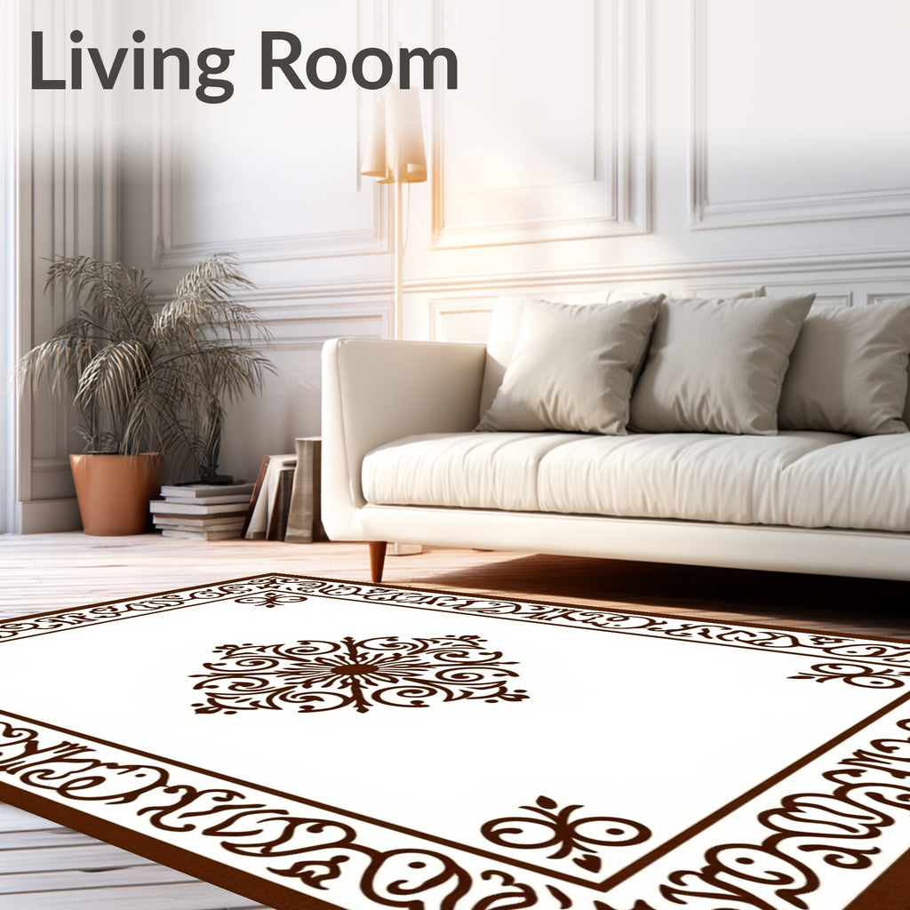Ornate Floral Medallion Border Design Rug