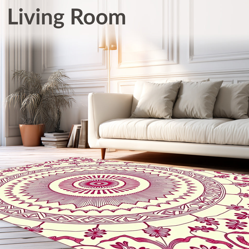 Mandala Design With Floral Accents Rug