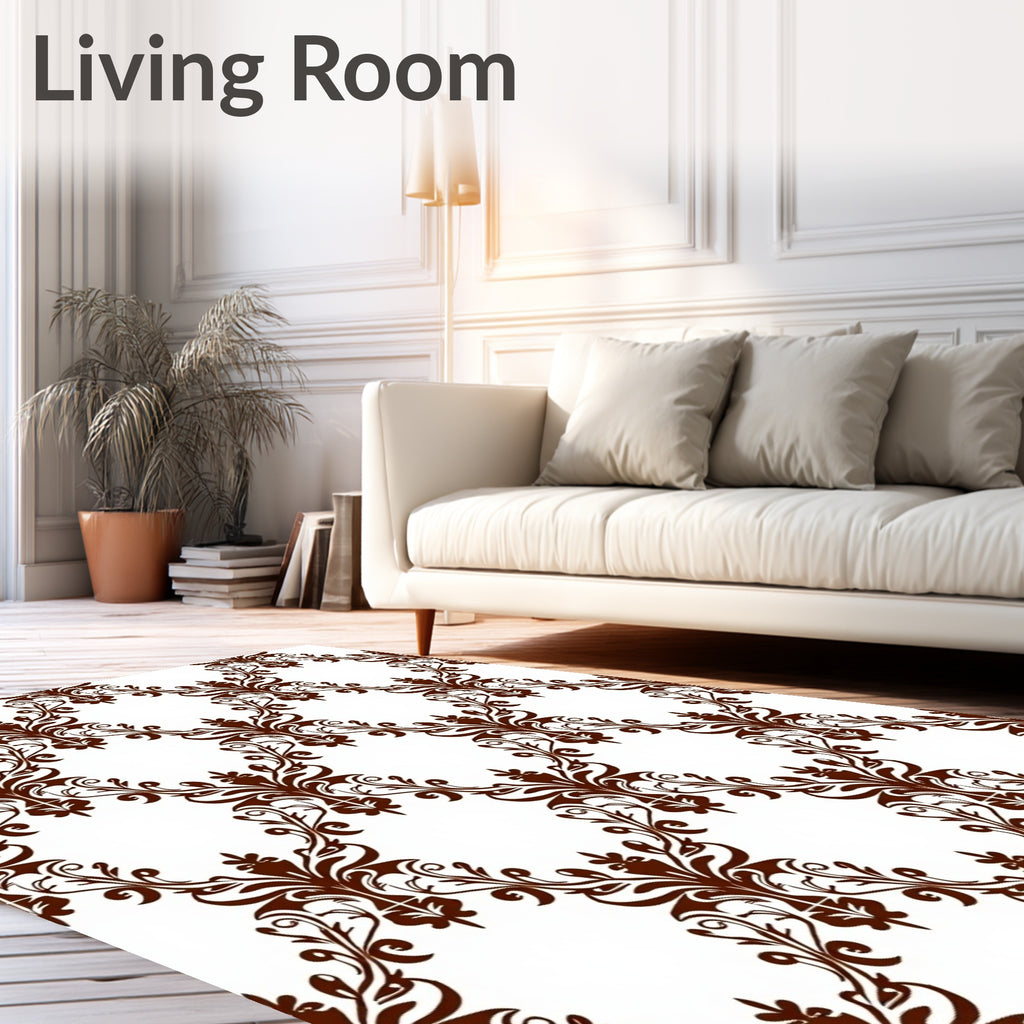 Elegant Floral Damask Pattern Rug