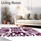 Ornate Burgundy Floral Damask Rug