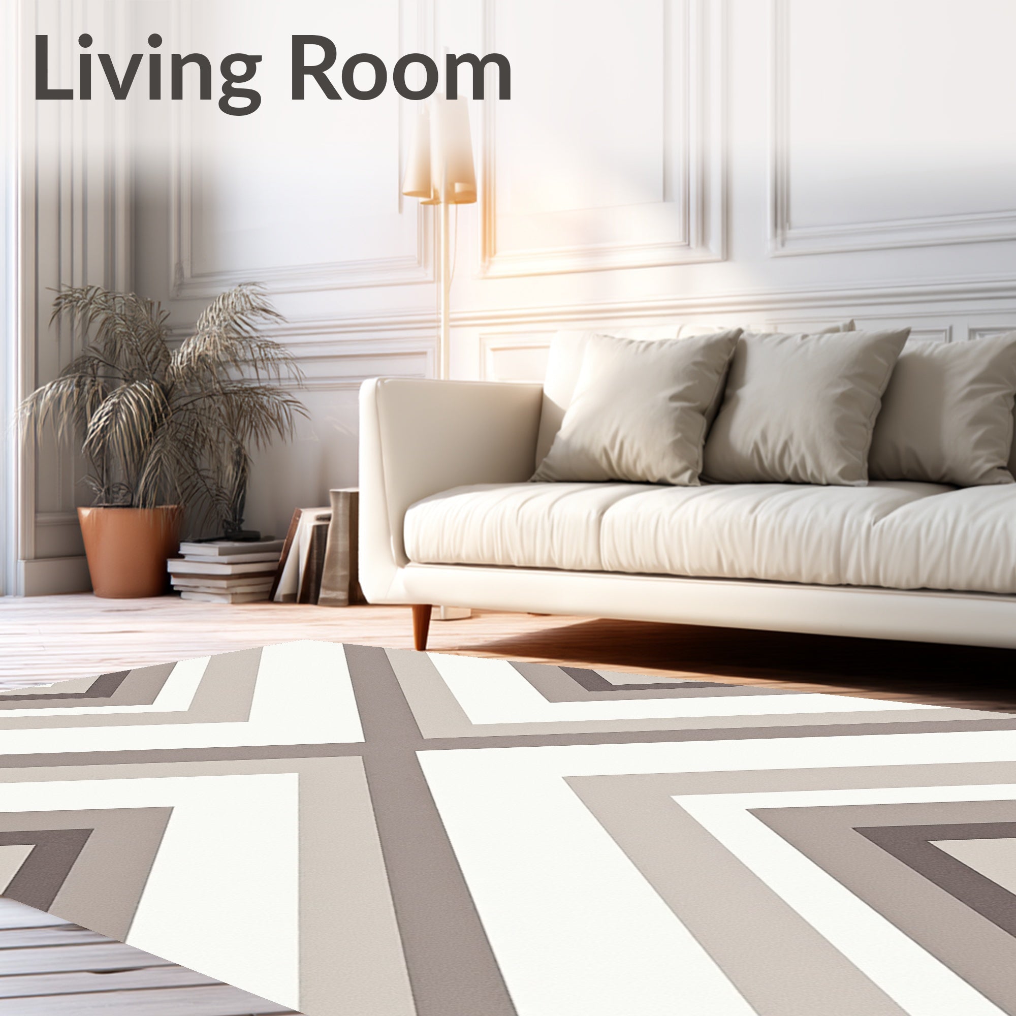Geometric Chevron Neutral Tones Design Rug