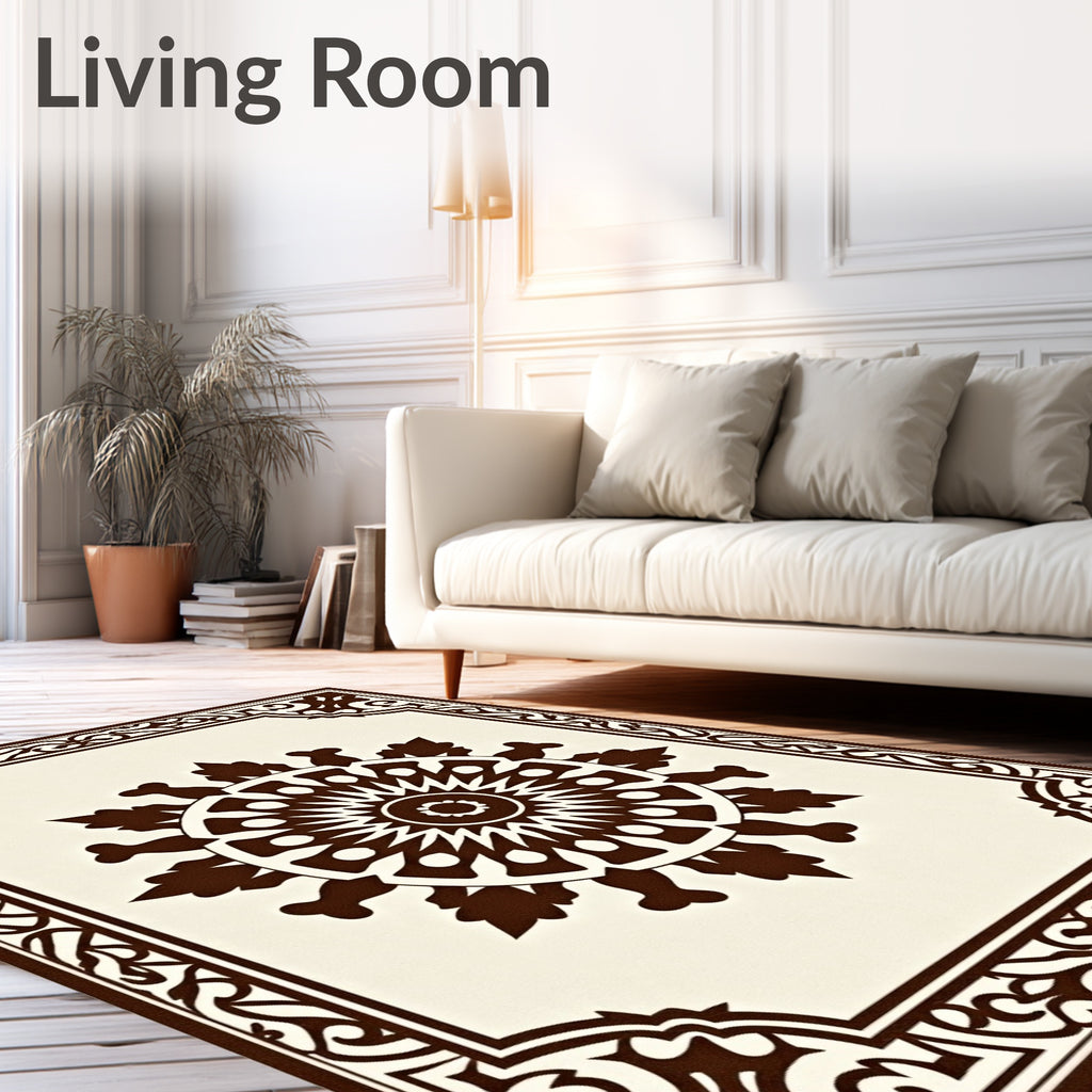Ornate Dark Floral Medallion Pattern Rug
