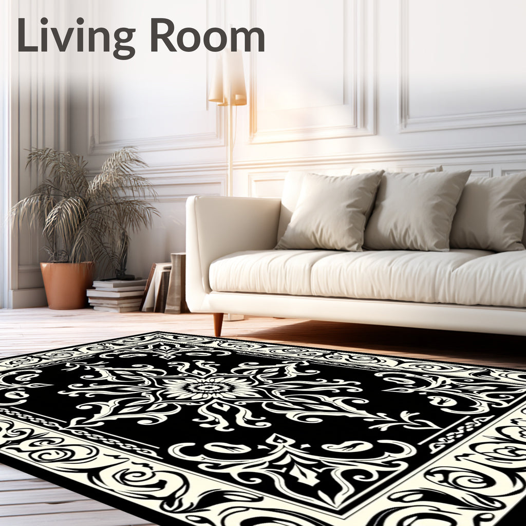 Intricate Floral Scrollwork Pattern Rug