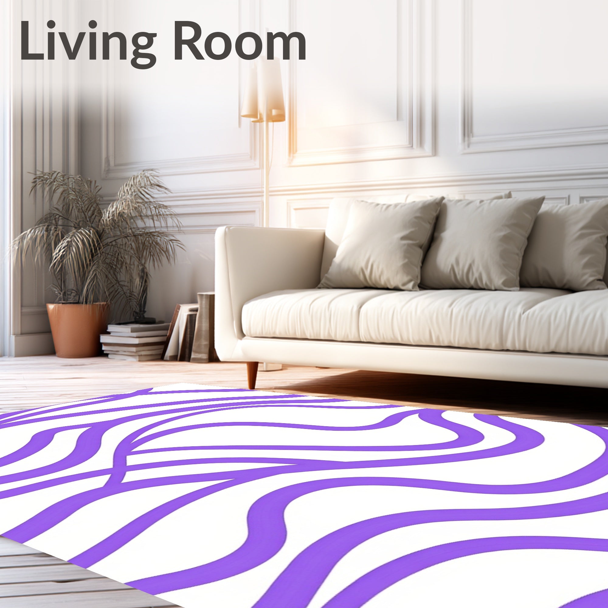 Abstract Purple Wavy Stripe Pattern Rug