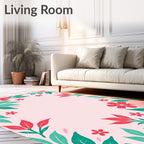 Red Pink Floral Botanical Design Rug