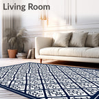 Indigo Geometric Diamond Pattern Rug
