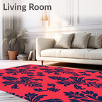 Classic Floral Scrollwork Red Navy Rug