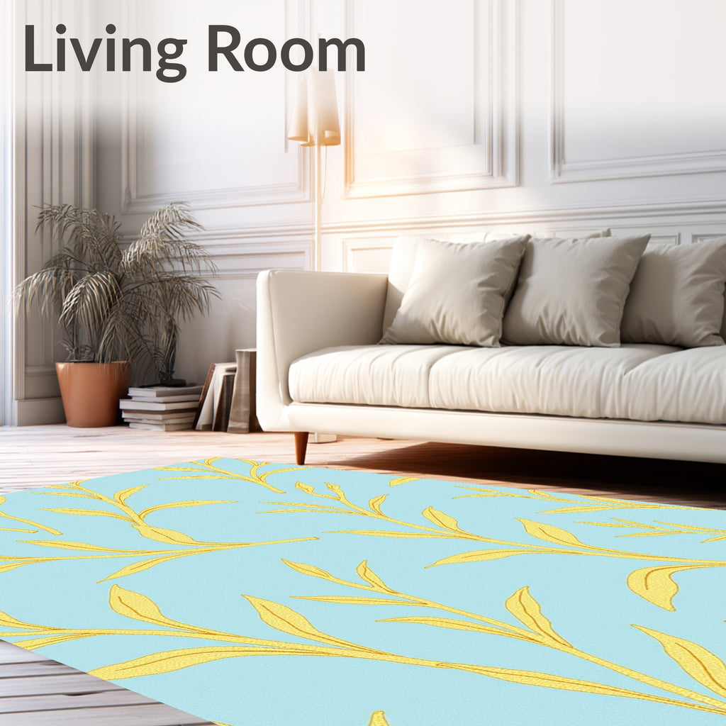 Textured Golden Twig Pattern Rug
