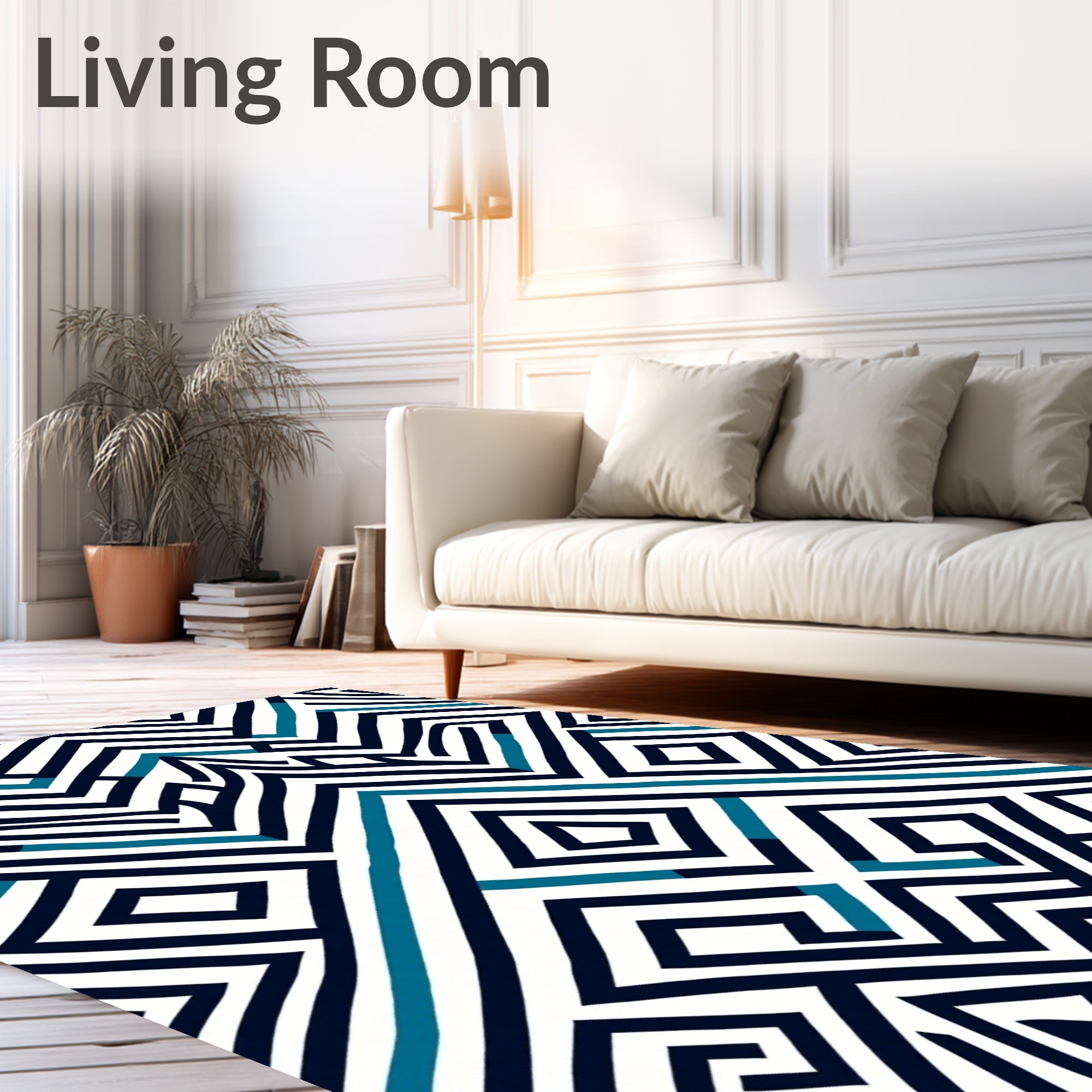 Bold Geometric Maze Pattern Rug