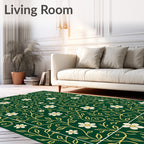 Green Floral Vine Pattern Rug