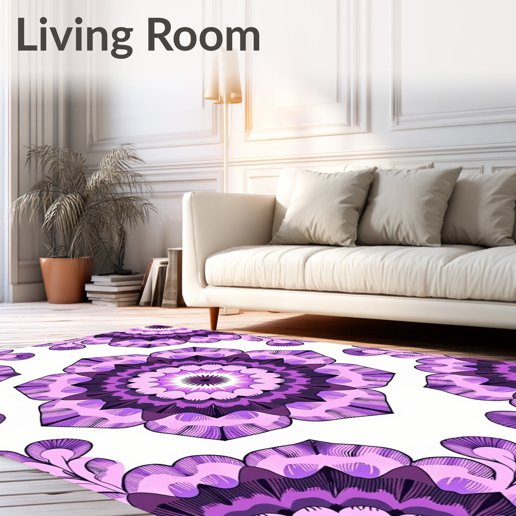 Radiant Purple Mandala Pattern Decor Rug