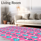 Vibrant Teal Floral Vine Pattern Rug