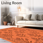 Orange Branch Pattern Print Rug