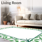 Green Leaf Vine Border Rug
