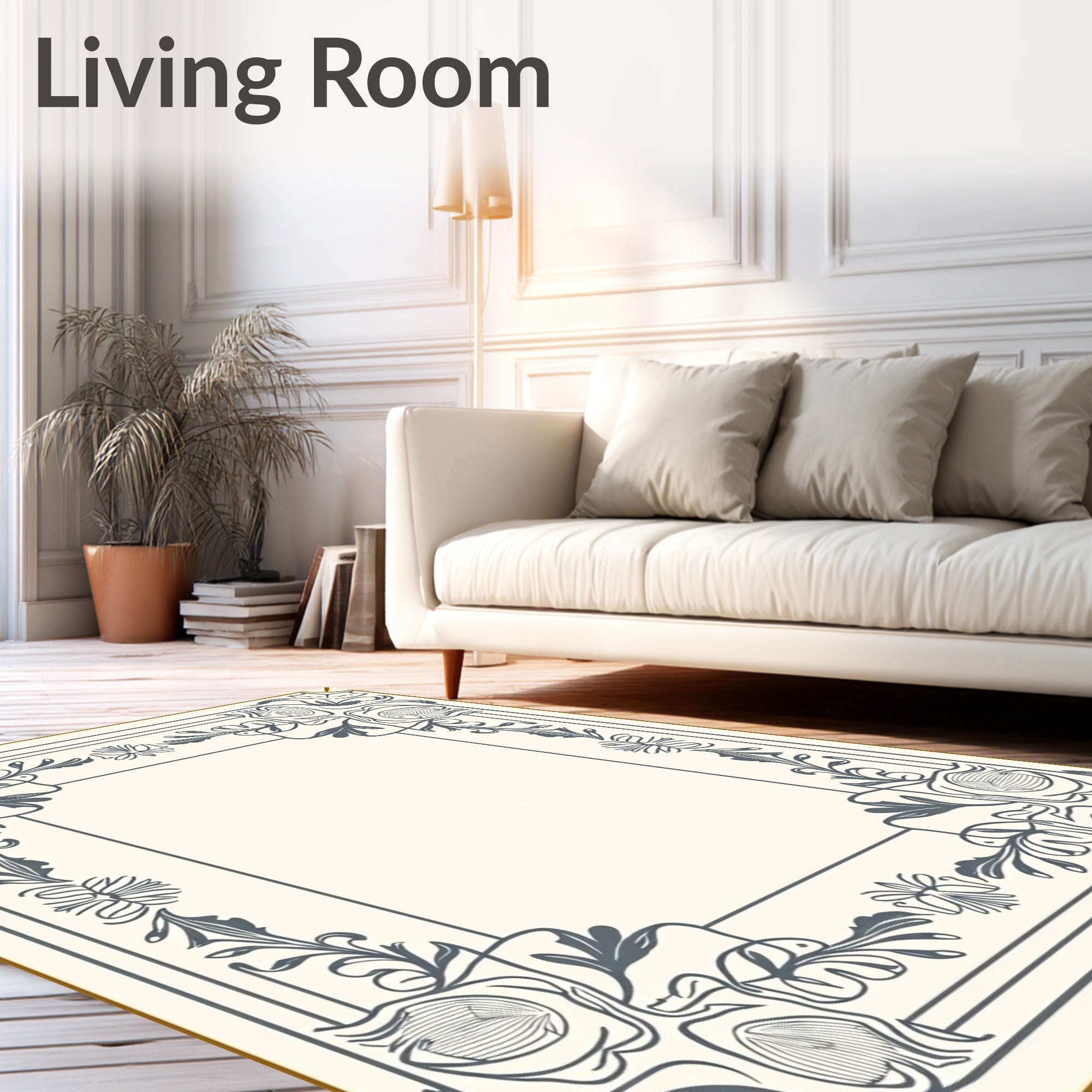 Elegant Floral Swirl Vintage Design Rug