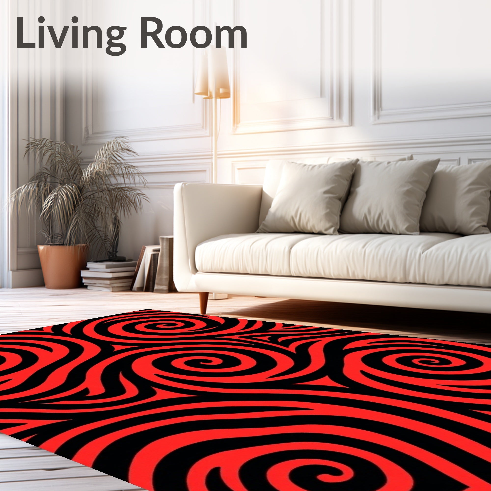 Bold Swirl Red Black Graphic Rug