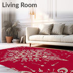 Intricate Floral Starburst Red Rug