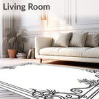 Art Nouveau Black Floral Border Design Rug