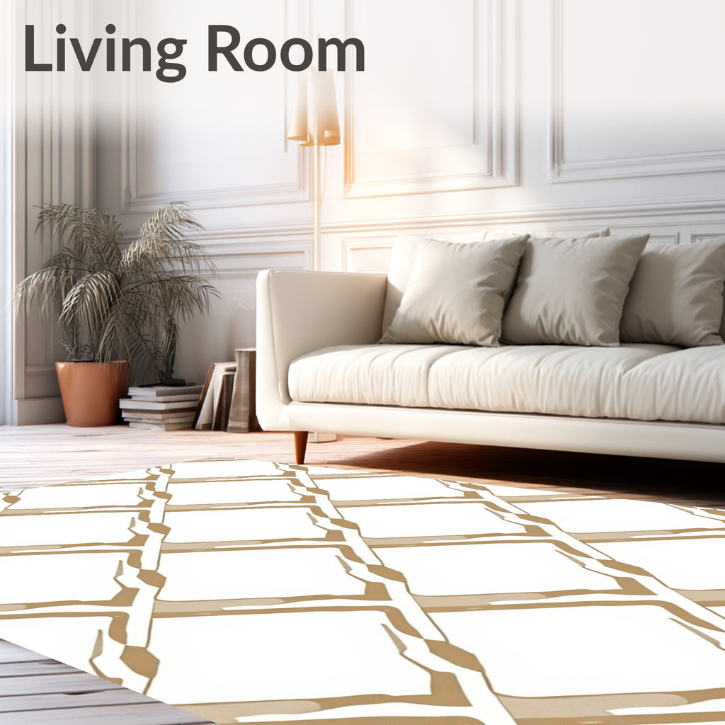 Gold Outline Diamond Pattern Rug