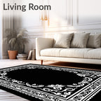 Ornate Floral Leaf Border Design Rug