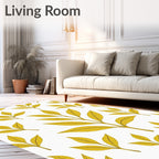 Golden Leaf Botanical Pattern Rug