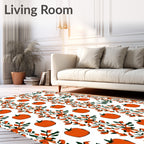 Orange Pumpkin Autumn Vine Swirl Rug