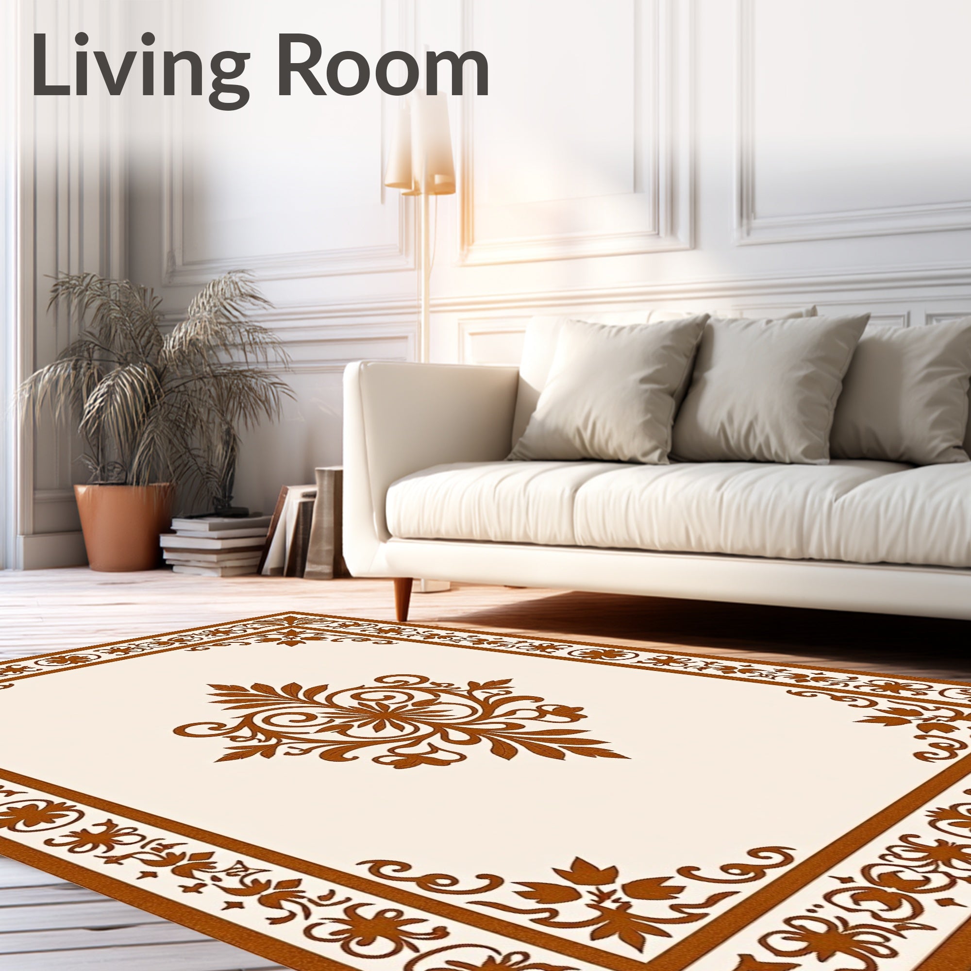 Ornate Floral Scrollwork Pattern Accent Rug