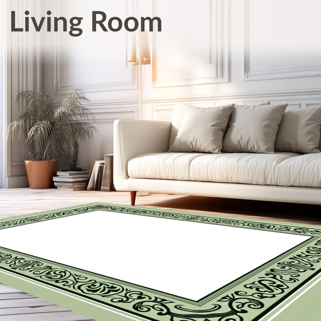 Ornate Floral Vine Border Design Rug
