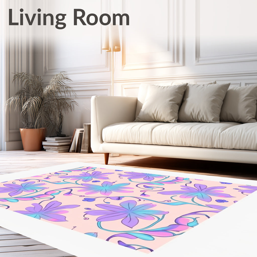 Pastel Floral Vine Pattern Rug
