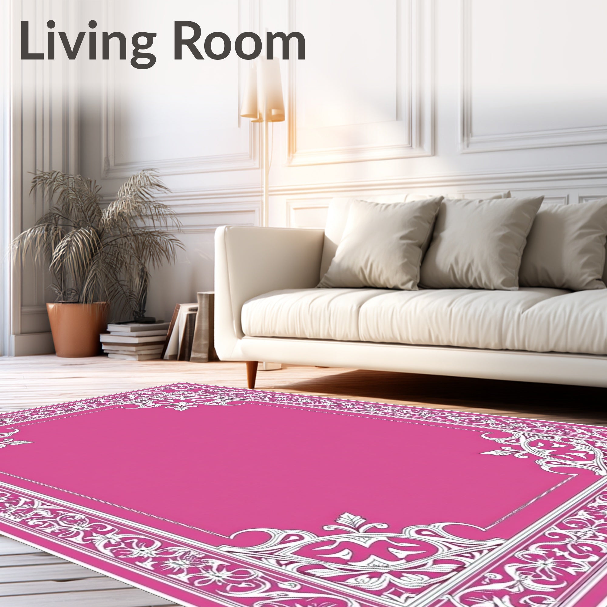Intricate Floral Frame Design Rug