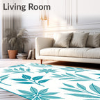 Teal Botanical Pattern Design Rug