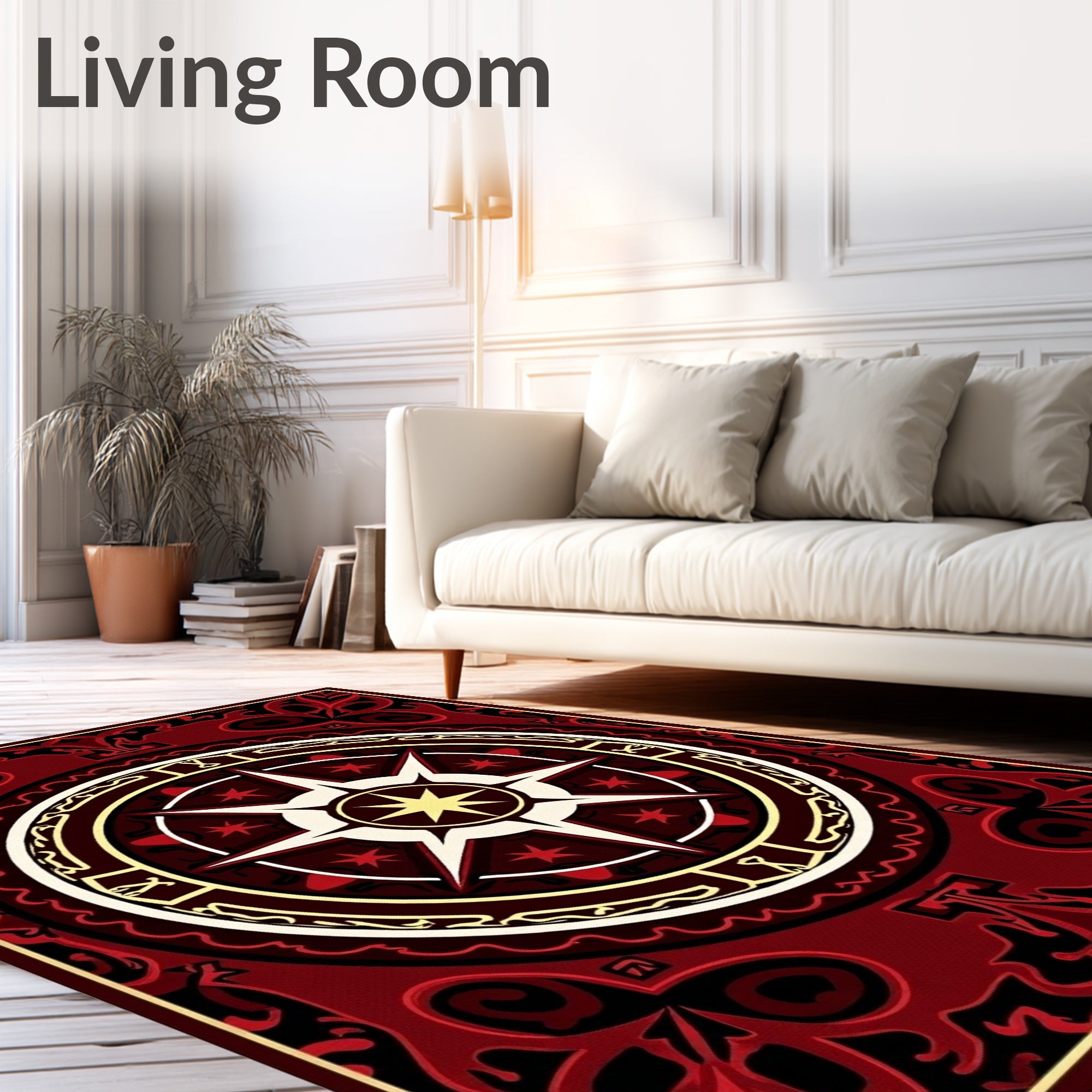 Radiant Maroon Compass Revival Design Rug