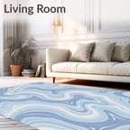 Blue Swirl Marbled Abstract Design Rug