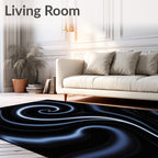 Deep Blue Swirls Abstract Pattern Rug