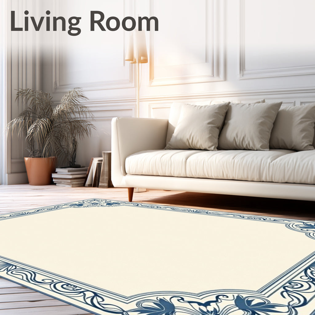 Floral Scrollwork Border Design Rug