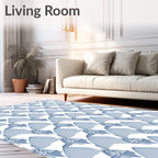 Pale Blue Geometric Arch Pattern Rug