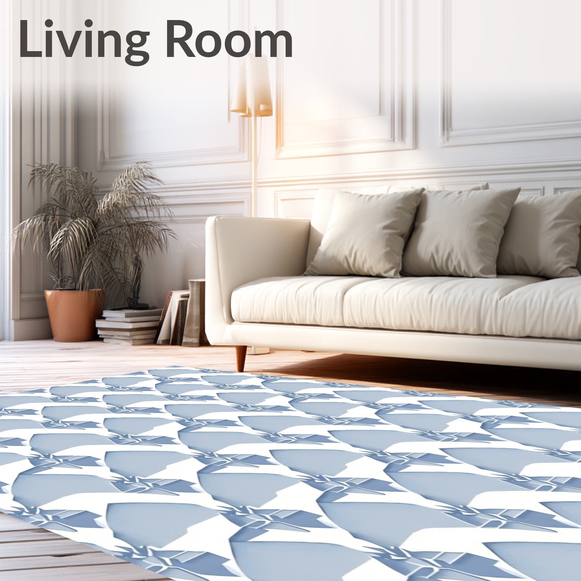 Pale Blue Geometric Arch Pattern Rug