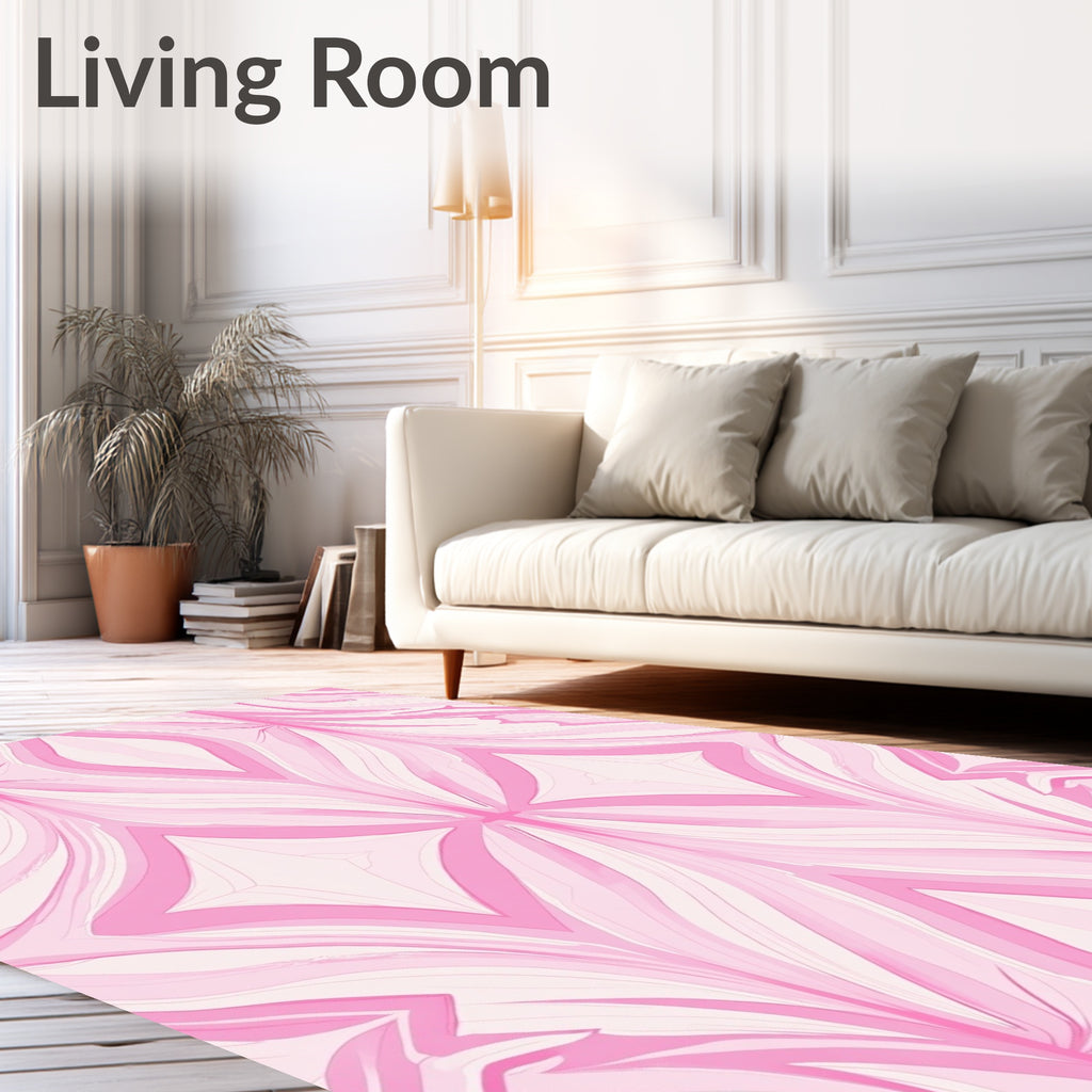 Pink Abstract Flowing Lines Design Rug