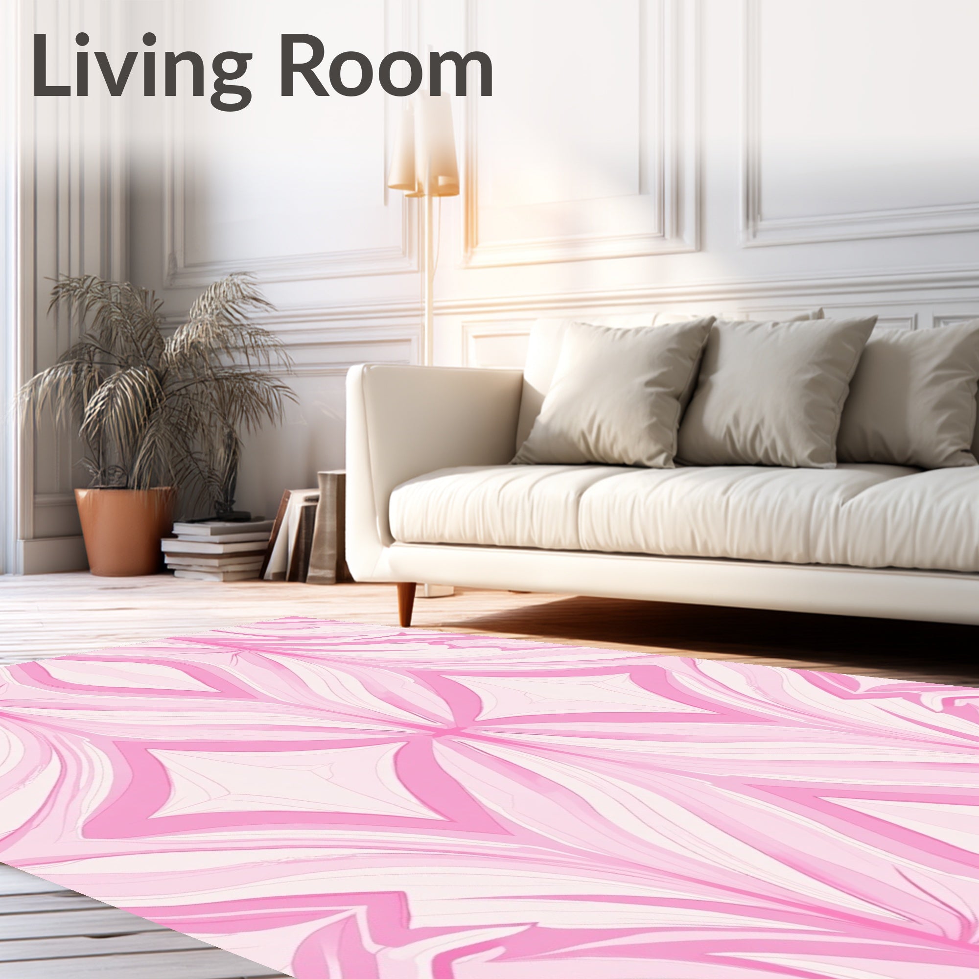 Pink Abstract Flowing Lines Design Rug