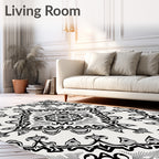 Intricate Black White Mandala Rug