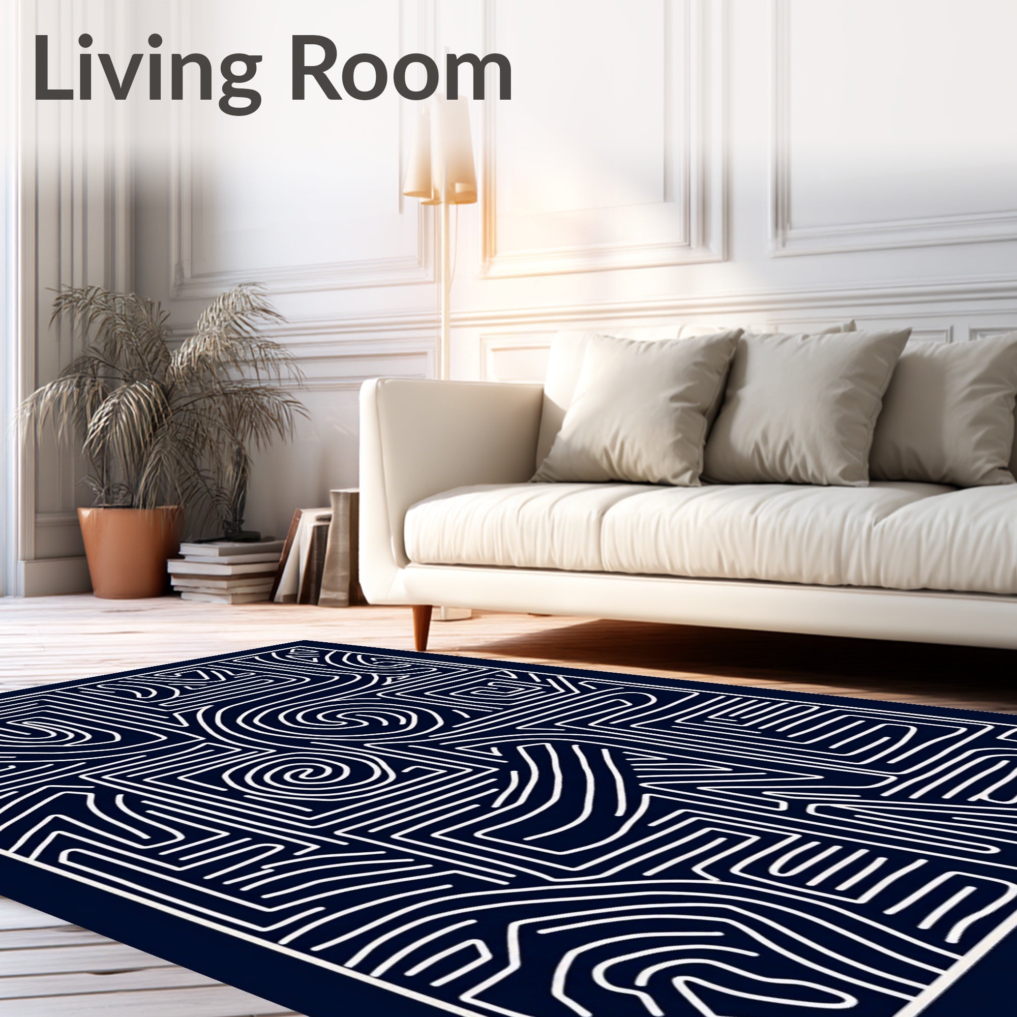 Abstract Maze Line Pattern Rug