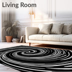 Monochromatic Swirl Line Pattern Rug