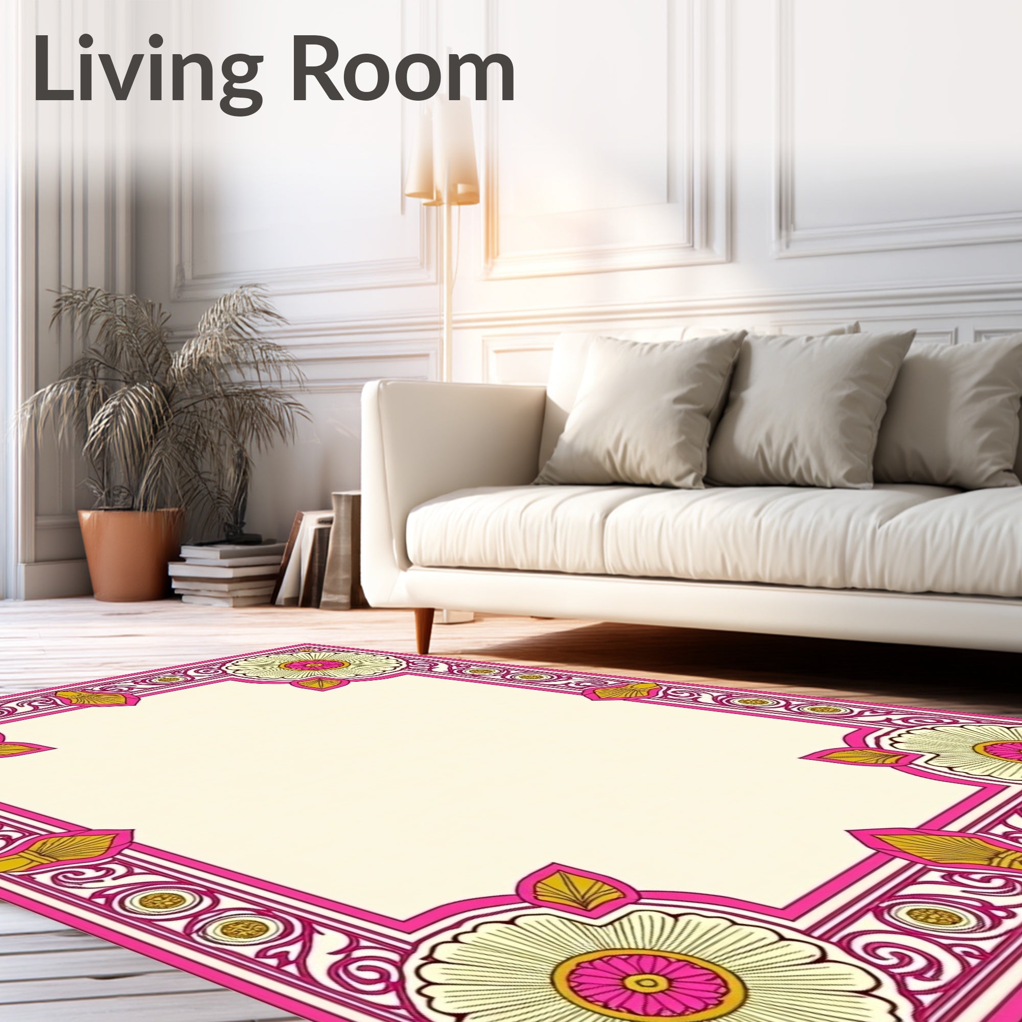Ornate Floral Leaf Pattern Design Rug