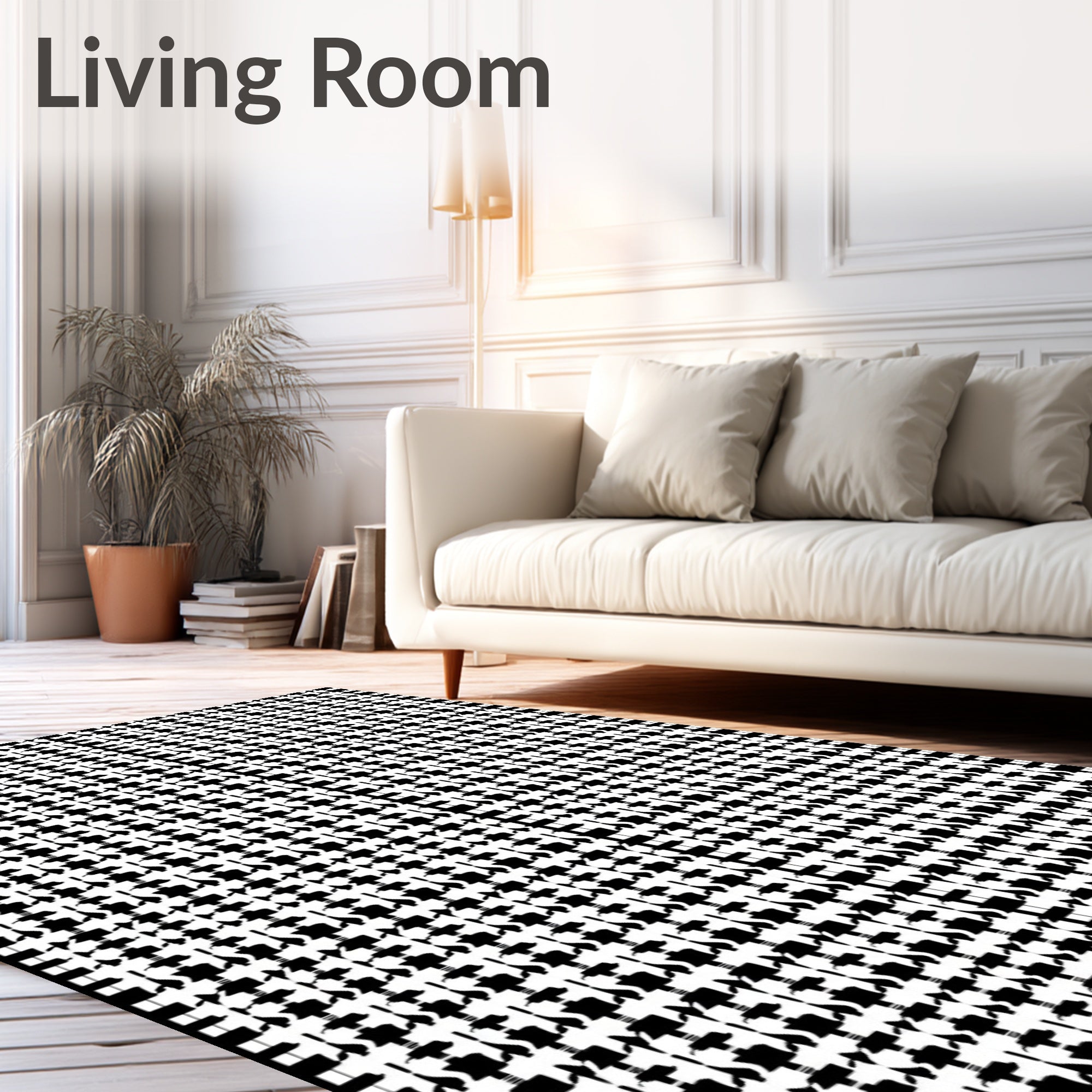 Classic Houndstooth Pattern Rug