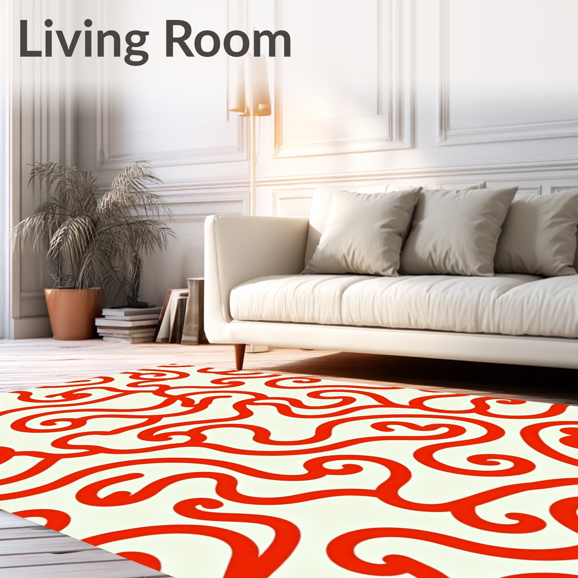 Abstract Swirls Red Pattern Rug