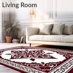 Deep Red Ornate Medallion Rug