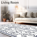 Nautical Floral Abstract Line Drawing Rug