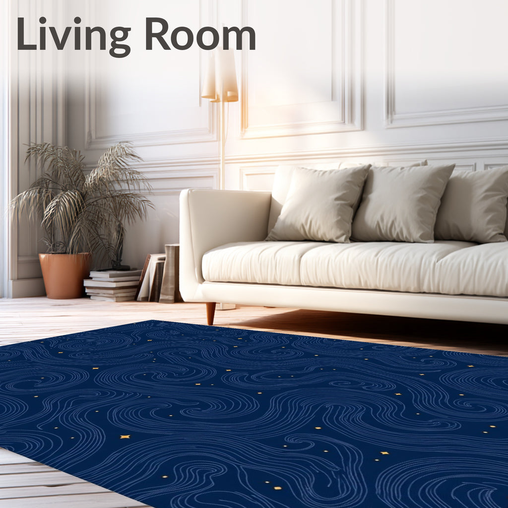 Celestial Swirls Abstract Star Pattern Rug