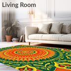 Vibrant Sunburst Geometric Mandala Design Rug